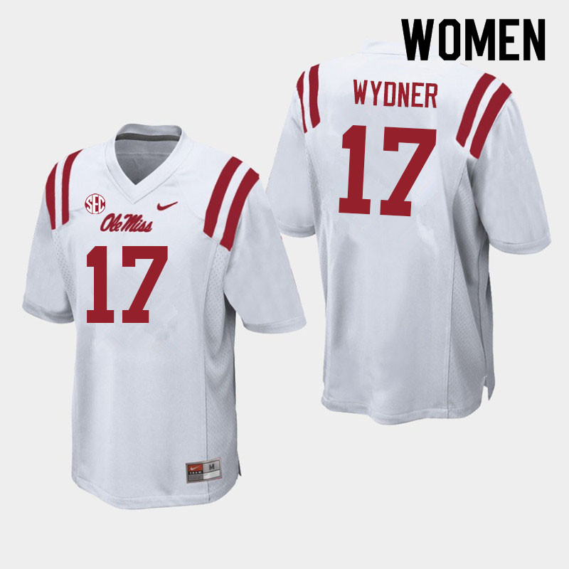Women #17 Davin Wydner Ole Miss Rebels College Football Jerseys Sale-White